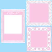 Frame border square qr code scan for retail shop cherry blossom cute pink vector