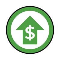 profit rate icon with money symbol, isolated vector design on white background.