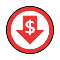 pérdida Velocidad icono con dinero símbolo, vector diseño aislado en blanco antecedentes.