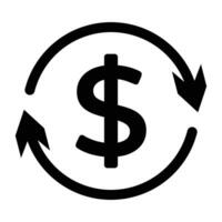 dollar turnover icon, money exchange symbol. business concept vector in isolation on white background.