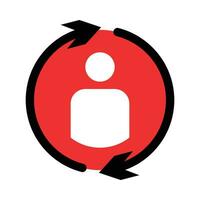 profile reload icon with circular arrow symbol and person, vector isolated on white background.