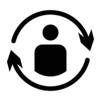 profile reload icon with circular arrow symbol and person, vector isolated on white background.