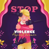 Stop Violence Against Women. A woman who was injured by a hand that was rough on her, 3d vector. Suitable for posters, banners and design elements vector