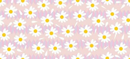 Daisy flower pattern. Beautiful White flower background. floral blossom daisy. Spring white flower design vector. Daisy's on a purple background. Vector design for fabric, wrap paper,  print card.