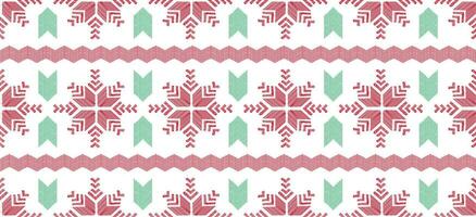 motivo Navidad étnico hecho a mano hermosa ikat Arte. Navidad antecedentes. gente bordado Navidad patrón, geométrico Arte ornamento impresión. rojo, verde, blanco colores. copo de nieve, estrella, flor de pascua diseño. vector