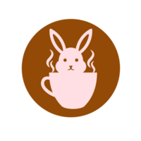 Bunny coffee or tea icon png