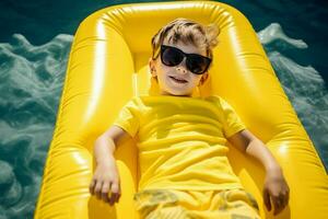 Boy pool sunglasses. Generate Ai photo