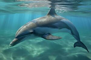 Dolphin free swim underwater. Generate Ai photo