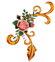 dourado canto com rosas png