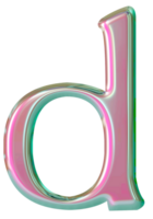 Iridescent lowercase alphabet letters png