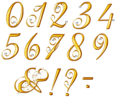 Golden diamond numbers and symbols png