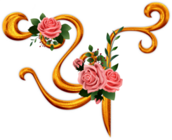 dourado canto com rosas png