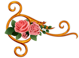 dourado canto com rosas png