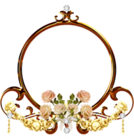 Golden floral frame png