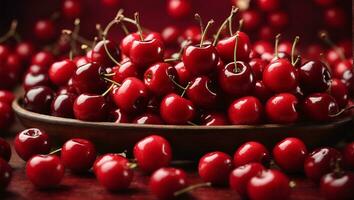 Cherry Background. Sweet organic cherries. Ai Generated photo