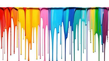 arco iris de colores pintar goteo en blanco antecedentes. generativo ai foto
