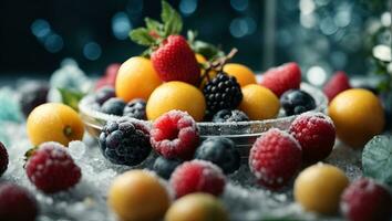 frozen fruit. Ai Generated photo