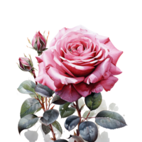 Rose Flower, Red Watercolor Rose Flower With Transparent Background, AI Generated png