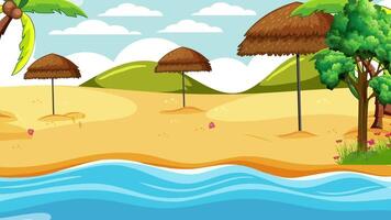 tropical beach scene vector cartoon background video, video