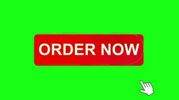 Pre order now button green screen, button for order now text motion video, Order now animation cursor click on order now button. video