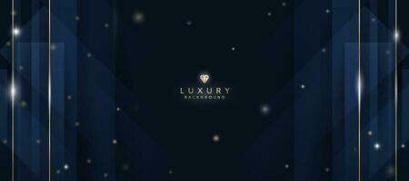 Luxurious dark blue background with sparkling gold and glitter. modern elegant abstract background vector