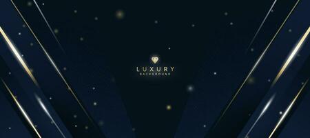 Luxurious dark blue background with sparkling gold and glitter. modern elegant abstract background vector