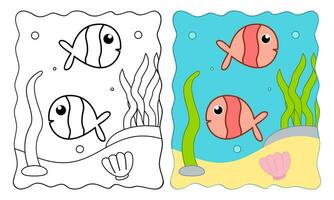 Marine background. Coloring book or Coloring page for kids vector