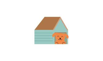 Dog cartoon inside wood house design vector