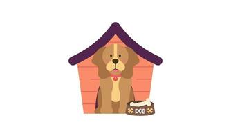 perro dibujos animados dentro madera casa diseño vector