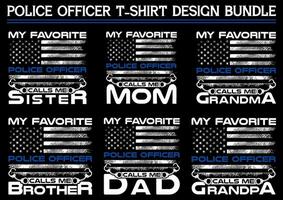 POLICE OFFICER T-SHIRT DESIGN BUNDLE, USA grunge thin blue line police flag t-shirt design ,My Favorite Police Officer Calls Me t-shirt design vector