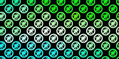 Dark Green vector backdrop with virus symbols.