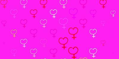 Light Pink, Yellow vector texture with women rights symbols.