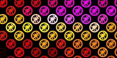 Dark Multicolor vector background with covid-19 symbols.