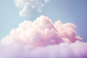 Fluffy clouds on a pastel color photo
