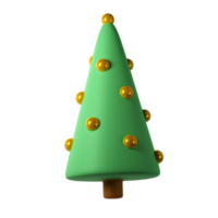 3d cute Christmas tree toy icon with golden ball render illustration transparent. Winter holiday icon decor png