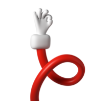 schattig tekenfilm 3d hand- maken OK gebaar van de kerstman claus Kerstmis icoon. stijl shows Oke teken weergave. bedrijf klem kunst transparant illustratie png
