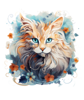 Watercolor Cat Face Sublimation png