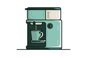 elettrico caffè creatore o macchina illustrazione. casa e ristorante interno attrezzatura icona concetto. caffè creatore con tazza design. png