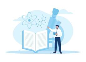 Researcher analyzing data in the lab concept flat illustration vector