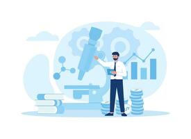 Researcher analyzing data in the lab concept flat illustration vector