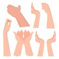 Set of female hands in different positions vector