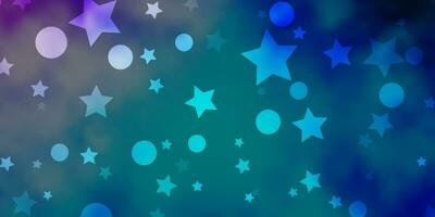 Light Pink, Blue vector background with circles, stars.