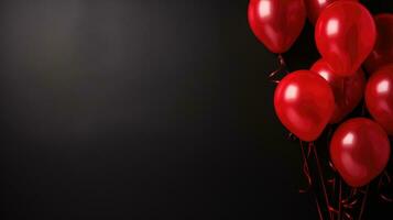 Background with red balloons on black for black friday photo