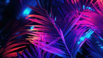 Light and shade on palm leaf background, blue purple toned photo