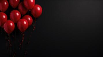 Background with red balloons on black for black friday photo