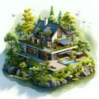 isometric architecture eco sustainable environment generative AI. photo