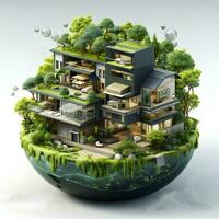 isometric architecture eco sustainable environment generative AI. photo