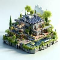 isometric architecture eco sustainable environment generative AI. photo