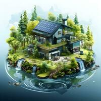 isometric architecture eco sustainable environment generative AI. photo