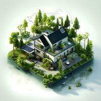 isometric architecture eco sustainable environment generative AI. photo